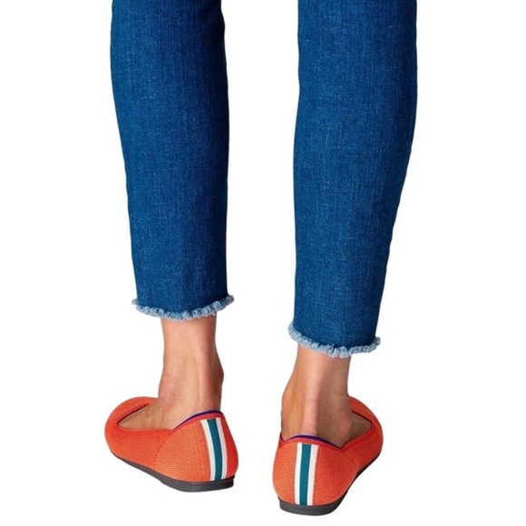 Rothy's “The Flat” Retired Round Toe Persimmon/Marina Striped Heel Size 8.5 EUC! - Picture 1 of 12